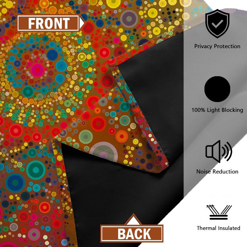Weesire Boho Blackout Curtains for Bedroom & Living Room, 2 Panels, 100% Blackout, Colorful Bohemian Hippie Pattern, Multicolor Funky Abstract, Classic Modern Rustic, 52x84 Inches - Image 5