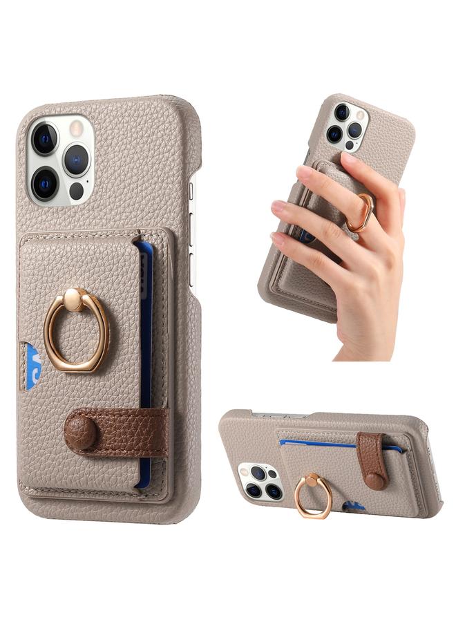Zaboon Case For iPhone 12 Pro Max Litchi Leather Oil Edge Ring Card Back Phone Case - Image 1