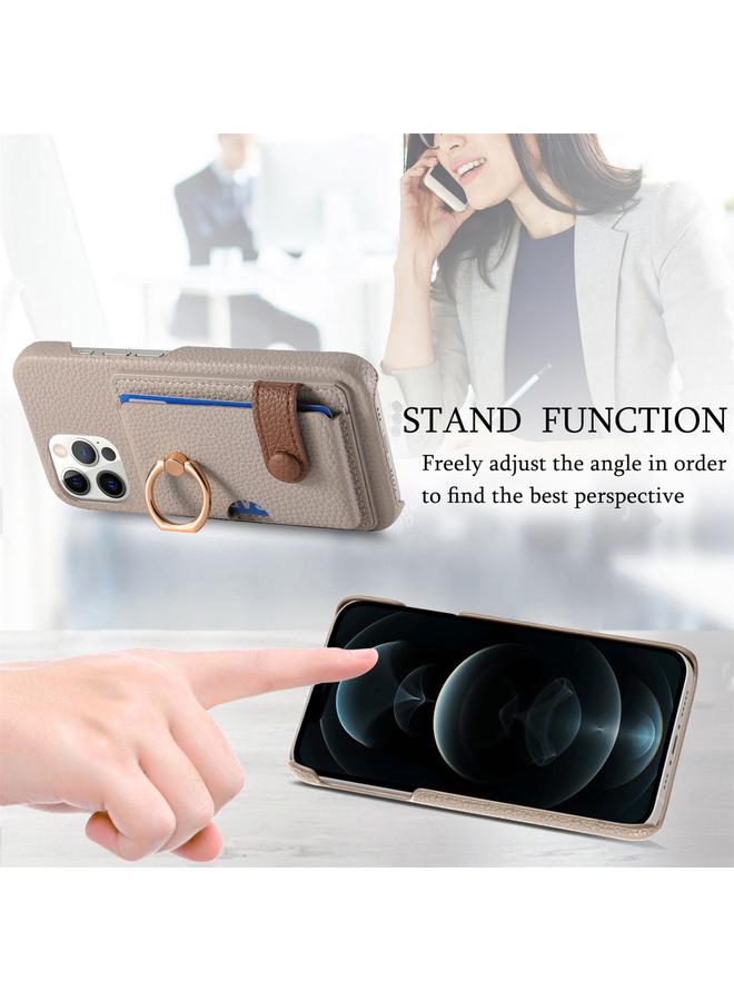 Zaboon Case For iPhone 12 Pro Max Litchi Leather Oil Edge Ring Card Back Phone Case - Image 5