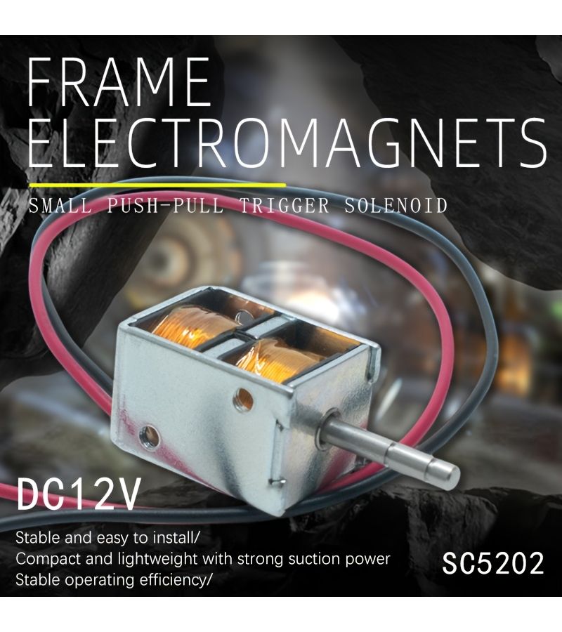 DC 12V قفل كهرومغناطيسي ذو جر ودفع ذاتي الإبقاء صغير الحركة الخطية قفل مزلاجي مشغل لصمام التحكم في الفرامل مكونات الإنتاج نظام التحكم في البوابة صندوق الطرود قفل آمن موديل SC5202 - Image 4