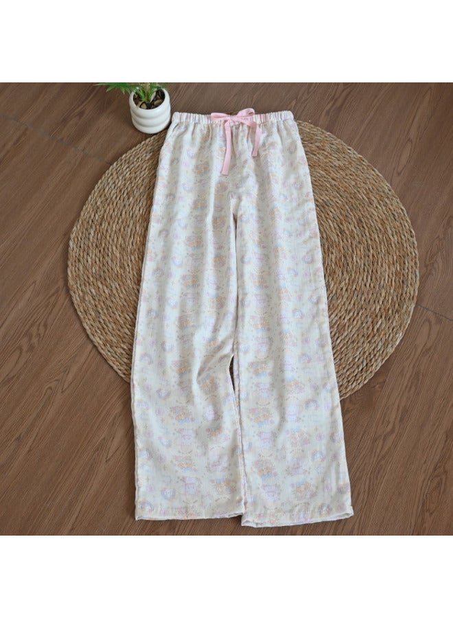 Summer New Arrival Pajama Pants Pink Cartoon Cat Print Loose Home Thin Cartoon Casual Trousers For Outer Wearing For Walking