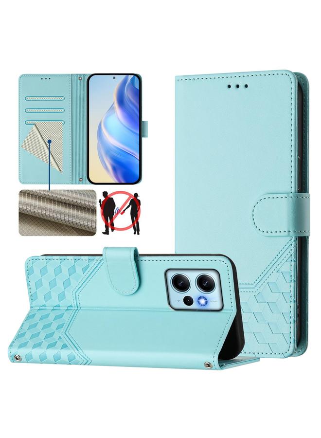 S-TOP Case For Redmi Note 12 4G Global Honeycomb Embossing RFID Leather Phone Case - Image 1