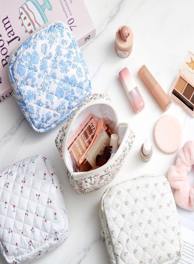 Abbylike 4 Pcs Floral Makeup Bag Cosmetic Bag with Zipper Portable Small Pouches for Purse Toiletry Mini Pouch Cute Mini Makeup Purse for Coin Essentials Items Women (Cute) - Image 5