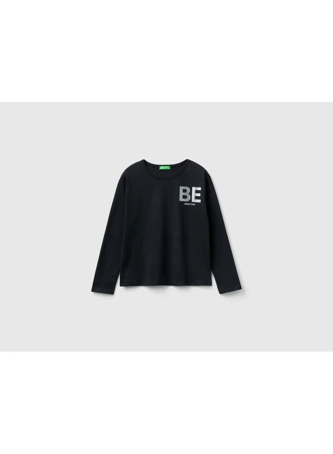 يونايتد كولورز أوف بينتيون T-Shirt In Warm Organic Cotton With Glitter