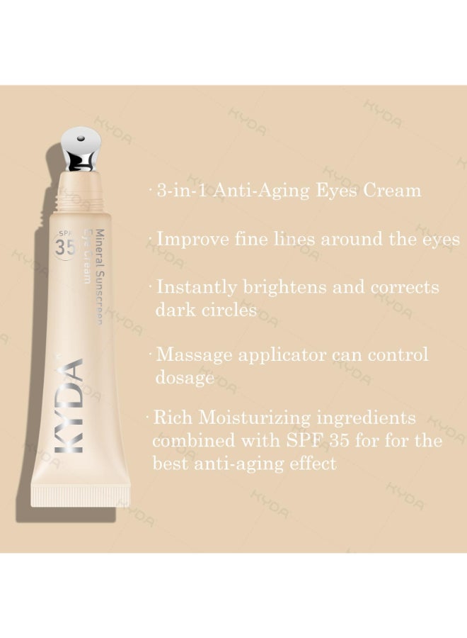 KYDA Mineral Sunscreen Eye Cream 3in1 AntiAging Eye Cream SPF 35 for Dark Circle and Fine Lines Medium - Image 4