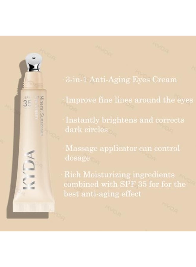 KYDA Mineral Sunscreen Eye Cream 3in1 AntiAging Eye Cream SPF 35 for Dark Circle and Fine Lines Medium - Image 3