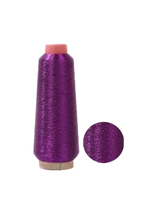 Metallic Zari Thread for Embroidery, Sewing, and Jewelry Making - Purple, 1 Cone - Image 1