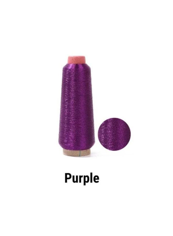 Metallic Zari Thread for Embroidery, Sewing, and Jewelry Making - Purple, 1 Cone - Image 2