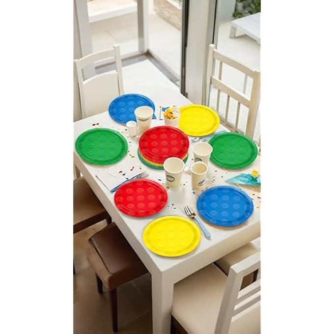 73Hours COLORFUL BUILDING BLOCK PARTY PLATES  40 PCS DISPOSABLE PAPER PLATES FOR BIRTHDAY, BABY SHOWER, BOY OR GIRL CELEBRATIONS - Image 4