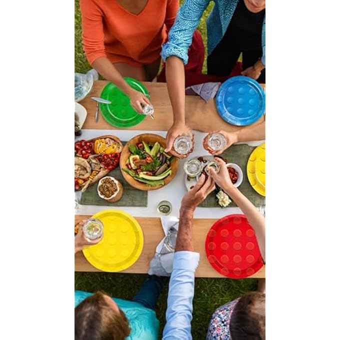 73Hours COLORFUL BUILDING BLOCK PARTY PLATES  40 PCS DISPOSABLE PAPER PLATES FOR BIRTHDAY, BABY SHOWER, BOY OR GIRL CELEBRATIONS - Image 5