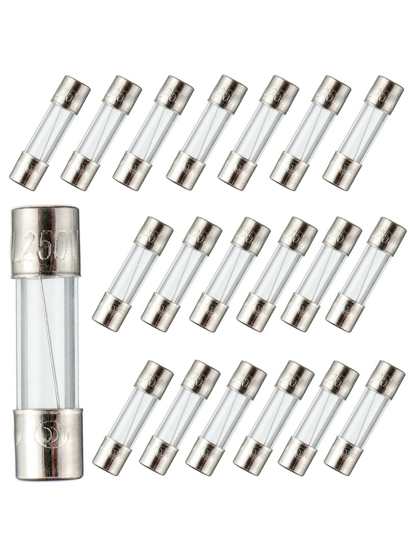 F1AL250V 5x20mm 1A 250V Fast Melt Fuses 1 Amp 250 Volt 0.2 x 0.78 Inch Glass Tube Fuses (Pack of 20)  - Image 1