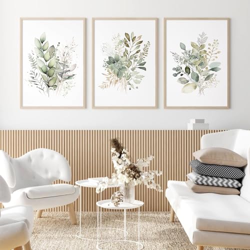 Joocrise Watercolor Botanical Wall Art Set of 3 Boho Floral Canvas Wall Decor Prints Sage Green Wildflower Wall Art Modern Flower Pictures Botanical Painting for Bedroom Bathroom 16x24 Inch Unframed - Image 5