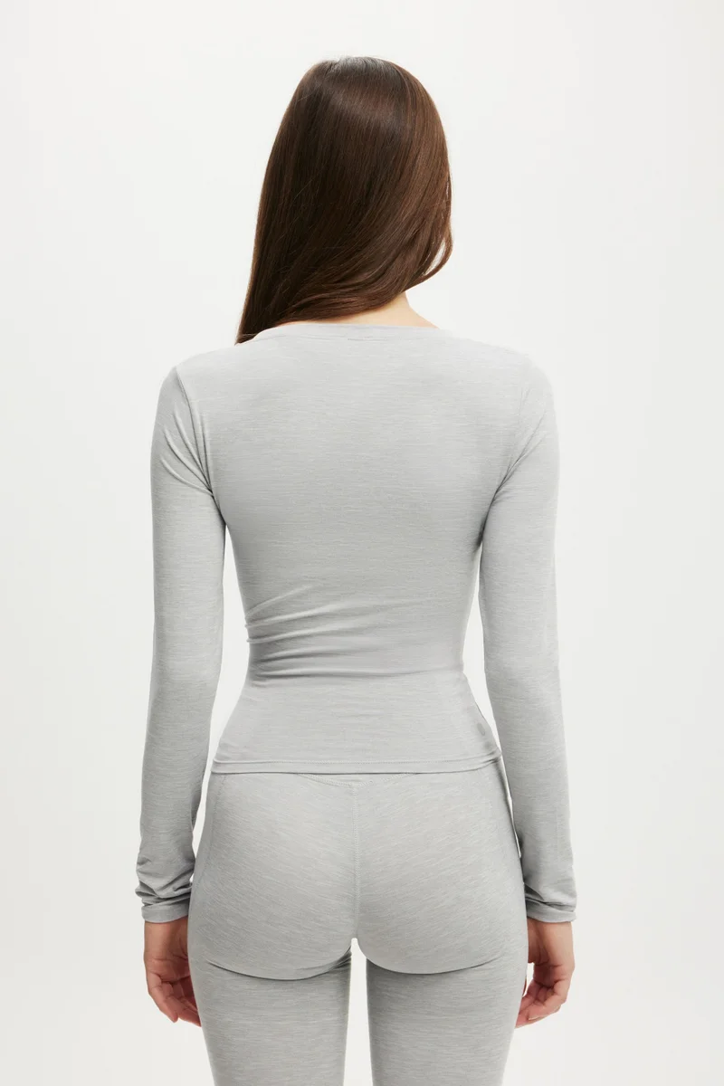 Cotton On  Ultra Soft Plunge Front Long Sleeve for Women | Best Price UAE