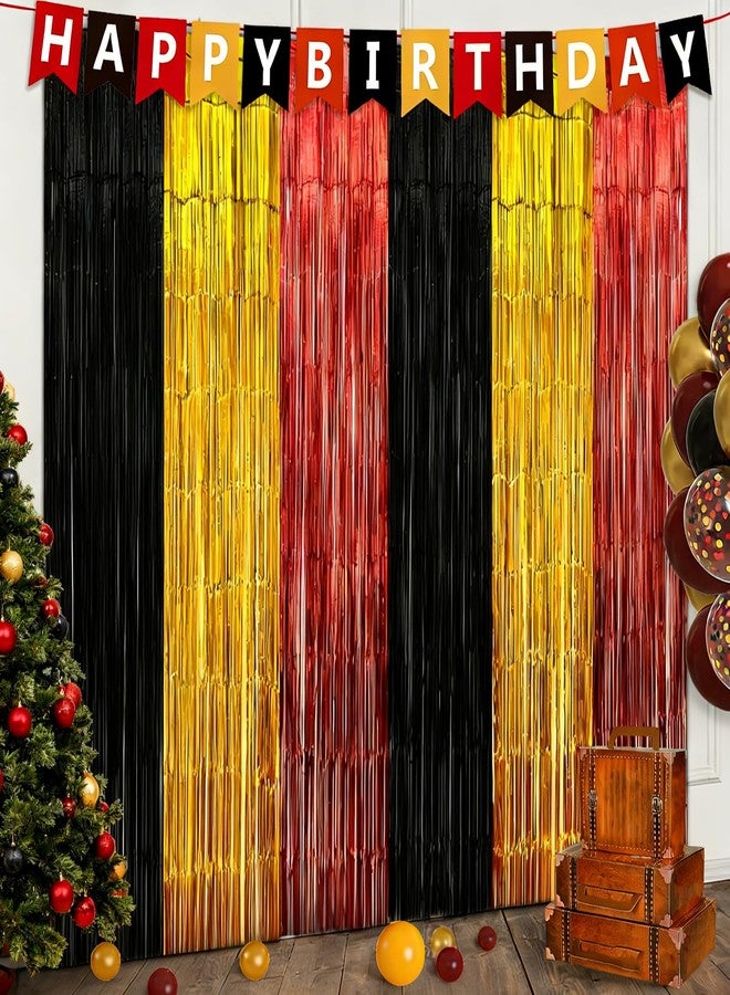 ستائر خلفية مزينة بشراشيب من رقائق معدنية سوداء وحمراء وذهبية، عبوة من قطعتين، مقاس 3.28 × 6.56 قدم، لافتة زينة سحرية لامعة، دعائم كشك الصور لحفلات أعياد الميلاد ذات الطابع الكرتوني والكازينو، لوازم ديكور حفلات الكريسماس - Image 1