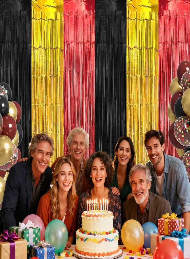 ستائر خلفية مزينة بشراشيب من رقائق معدنية سوداء وحمراء وذهبية، عبوة من قطعتين، مقاس 3.28 × 6.56 قدم، لافتة زينة سحرية لامعة، دعائم كشك الصور لحفلات أعياد الميلاد ذات الطابع الكرتوني والكازينو، لوازم ديكور حفلات الكريسماس - Image 4