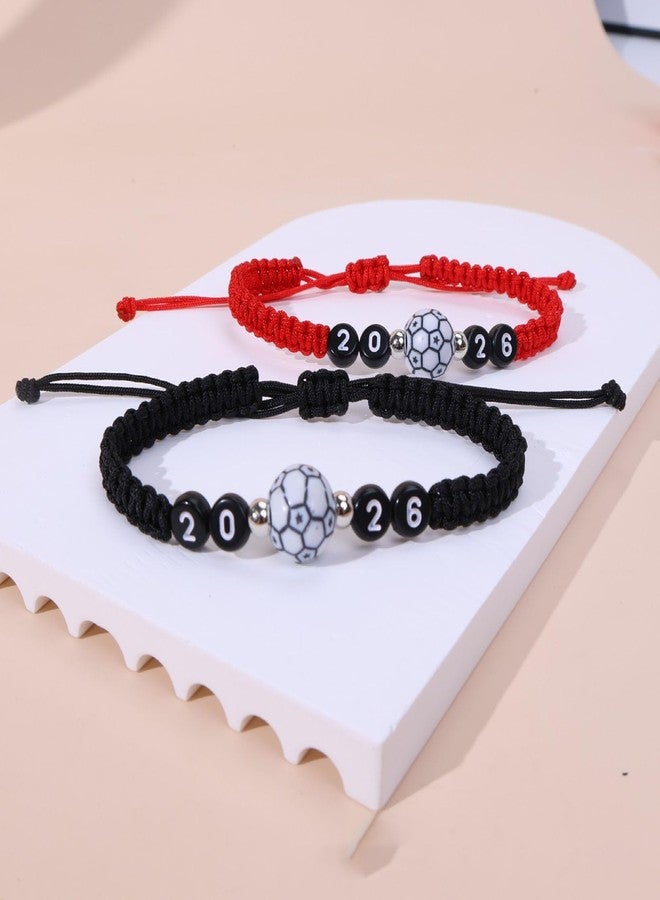 PINCHUAN 2026 Soccer Charm Bracelet for Men/Women Adjustable Unisex Soccer Bracelets Soccer Braided Bracelets Game Day Outfits Jewelry Accessories Sports Party Favors Gifts for 2026-Red - Image 3