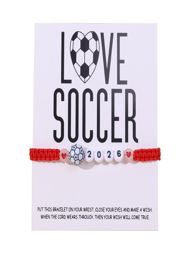 PINCHUAN 2026 Soccer Charm Bracelet for Men/Women Adjustable Unisex Soccer Bracelets Soccer Braided Bracelets Game Day Outfits Jewelry Accessories Sports Party Favors Gifts for 2026-Red - Image 1