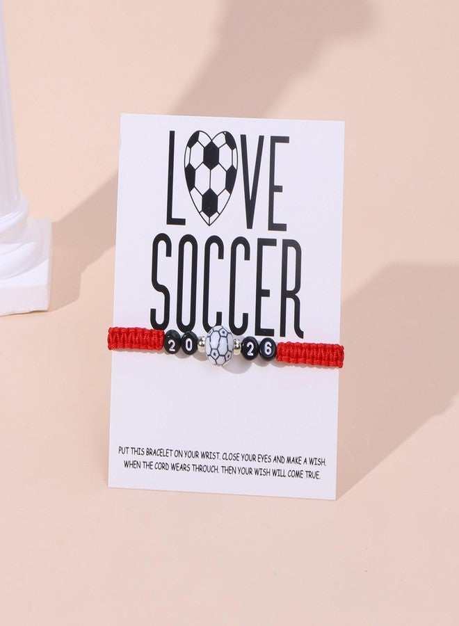PINCHUAN 2026 Soccer Charm Bracelet for Men/Women Adjustable Unisex Soccer Bracelets Soccer Braided Bracelets Game Day Outfits Jewelry Accessories Sports Party Favors Gifts for 2026-Red - Image 4