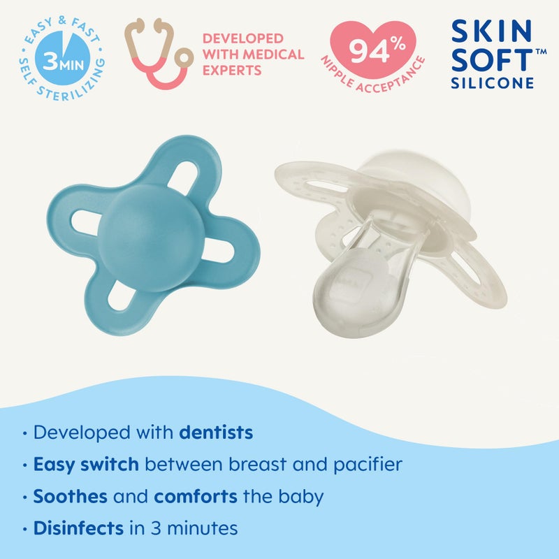 MAM Original Start Newborn Baby Pacifier, Best Pacifier for Breastfed Babies, Sterilizer Case, 0-3 Months, Boy, 2 Count (Pack of 1) - Image 2