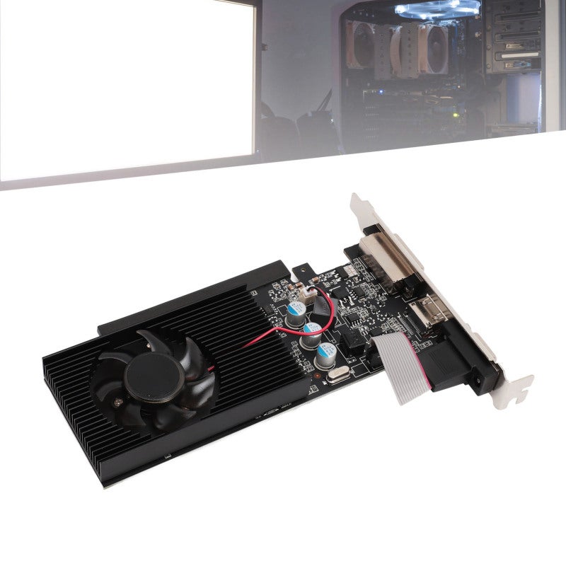 بطاقة رسومات GT705: 2 جيجا بايت من ذاكرة GDDR3، تردد نواة 1000 ميجاهرتز، مروحة تبريد هادئة – بطاقة رسومات عالية الأداء لألعاب الكمبيوتر المكتبي، للعمل، اللعب وصنع الفيديوهات - Image 1