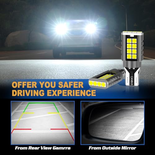 KIMLATAR 921 LED Bulbs Reverse Light 912 T15 Back up Reverse light Bulbs 6000K 500% Super Bright White W16W 906 904 902 Super Bright 912 LED Bulbs Direct Reverse Replacement Lamps（Pack of 2） - Image 5