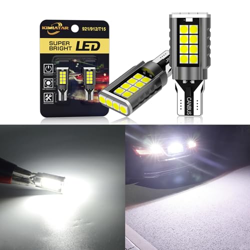 KIMLATAR 921 LED Bulbs Reverse Light 912 T15 Back up Reverse light Bulbs 6000K 500% Super Bright White W16W 906 904 902 Super Bright 912 LED Bulbs Direct Reverse Replacement Lamps（Pack of 2） - Image 2