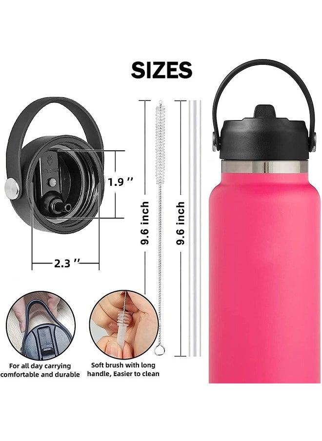 Generic - 2Pcs Straw Lid for Hydroflask Wide Mouth Water Bottle with 12 16 18 20 24 32 40 64 oz Auto Flip Straw Top Cap fit Most Wide Mouth Bottles Sports Cap Water Bottle Accessories Top Replacement Black - Image 1