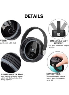 Generic 2Pcs Straw Lid for Hydroflask Wide Mouth Water Bottle with 12 16 18 20 24 32 40 64 oz Auto Flip Straw Top Cap fit Most Wide Mouth Bottles Sports Cap Water Bottle Accessories Top Replacement Black  - Image 4