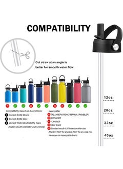Generic 2Pcs Straw Lid for Hydroflask Wide Mouth Water Bottle with 12 16 18 20 24 32 40 64 oz Auto Flip Straw Top Cap fit Most Wide Mouth Bottles Sports Cap Water Bottle Accessories Top Replacement Black  - Image 2