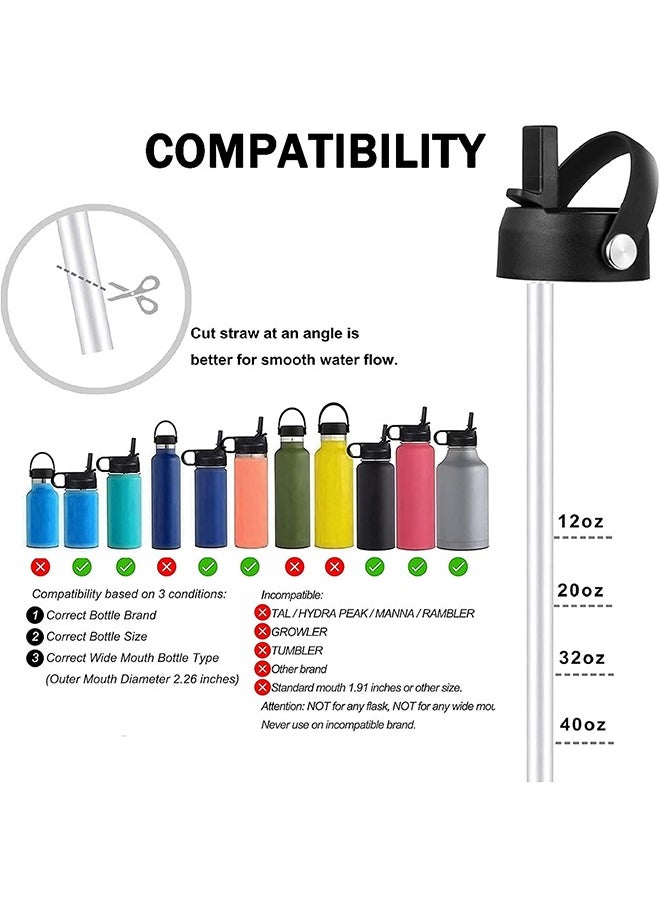 Generic - 2Pcs Straw Lid for Hydroflask Wide Mouth Water Bottle with 12 16 18 20 24 32 40 64 oz Auto Flip Straw Top Cap fit Most Wide Mouth Bottles Sports Cap Water Bottle Accessories Top Replacement Black - Image 1