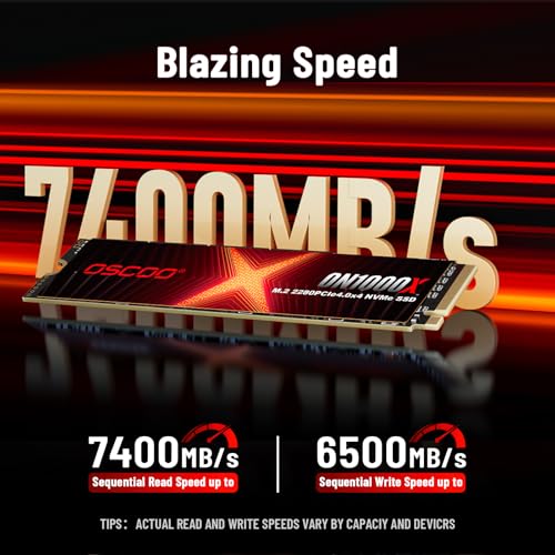 OSCOO 1TB NVMe PCIe 4.0 SSD, Up to 7,400MB/s Read & 6,500MB/s Write, 3D NAND, Graphene Heatsink, M.2 2280 Gen4x4 Internal SSD for PS5, Gaming Laptop, PC, Desktop Workstations - Image 2