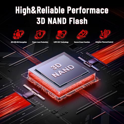 OSCOO 1TB NVMe PCIe 4.0 SSD, Up to 7,400MB/s Read & 6,500MB/s Write, 3D NAND, Graphene Heatsink, M.2 2280 Gen4x4 Internal SSD for PS5, Gaming Laptop, PC, Desktop Workstations - Image 4