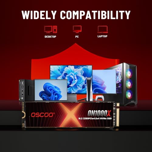 OSCOO 1TB NVMe PCIe 4.0 SSD, Up to 7,400MB/s Read & 6,500MB/s Write, 3D NAND, Graphene Heatsink, M.2 2280 Gen4x4 Internal SSD for PS5, Gaming Laptop, PC, Desktop Workstations - Image 5