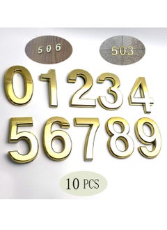 Y&D 10 Pcs 3D Self Adhesive House Numbers(0-9),1.4 Inch Mailbox Number Plastic Sticker for Hotel Apartment Room Door and Address Sign,(1.4 0-9,Gold)  - Image 1