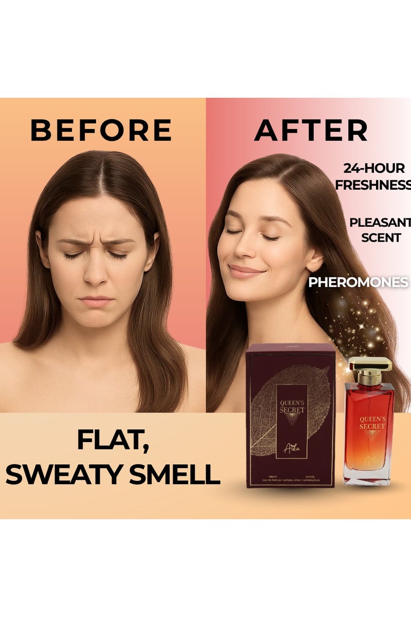 ايكا عطر أيكا كوينز سيكريت للنساء، 80 مل، عطر يدوم طويلاً للجسم والشعر، عطر خالٍ من الكحول للنساء بمزيج من زهر البرتقال والبرغموت ومسك الروم - Image 5