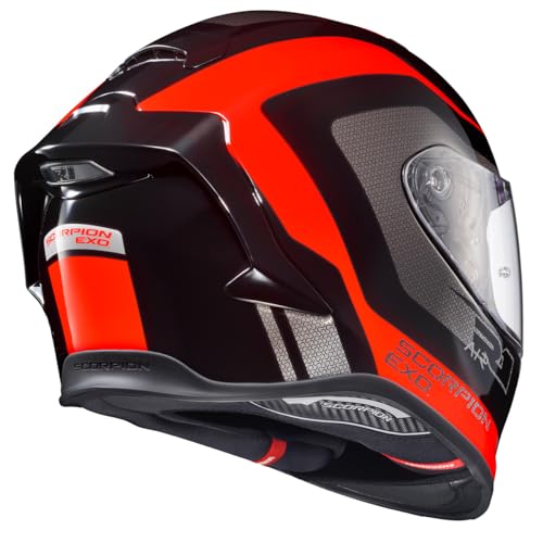 ScorpionEXO R1 Air Full Face Adult Motorcycle Helmet with Pinlock Ready Shield and Bluetooth Ready Speaker Pockets DOT ECE Hive (Red/Black - Medium) - Image 3
