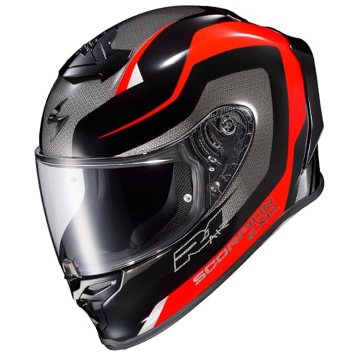 ScorpionEXO R1 Air Full Face Adult Motorcycle Helmet with Pinlock Ready Shield and Bluetooth Ready Speaker Pockets DOT ECE Hive (Red/Black - Medium) - Image 2