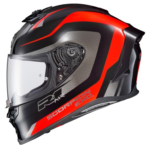 ScorpionEXO R1 Air Full Face Adult Motorcycle Helmet with Pinlock Ready Shield and Bluetooth Ready Speaker Pockets DOT ECE Hive (Red/Black - Medium) - Image 1