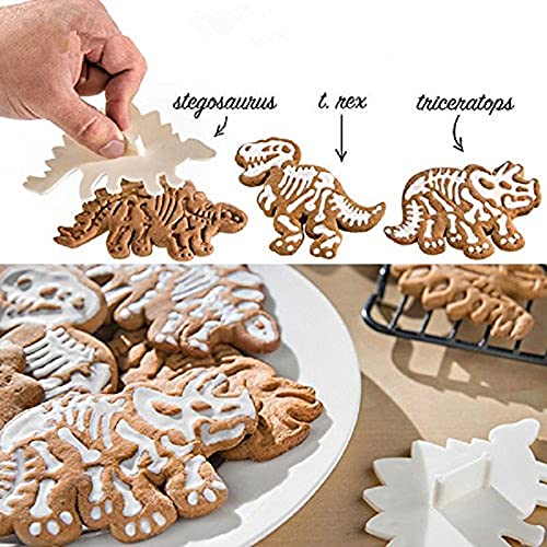 CONNECTWIDE CONNECTWIDE Dinosaur Fossil Cookie Making Molds/Stamps - Set of 3-Pieces PVC Cream Chocolate Decoration Molds - DIY Baking Mould for Fondant Cake/Biscuit/Play Doh Arts  - Image 4