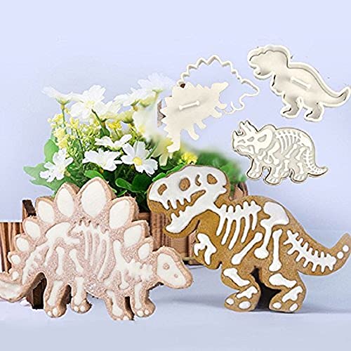 CONNECTWIDE CONNECTWIDE Dinosaur Fossil Cookie Making Molds/Stamps - Set of 3-Pieces PVC Cream Chocolate Decoration Molds - DIY Baking Mould for Fondant Cake/Biscuit/Play Doh Arts  - Image 5