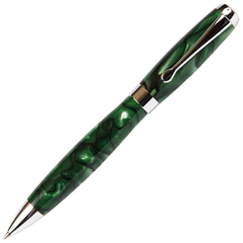 Lanier Pens Tuscany Green & Black Ballpoint Pen - Marbleized Gloss Body - Image 1