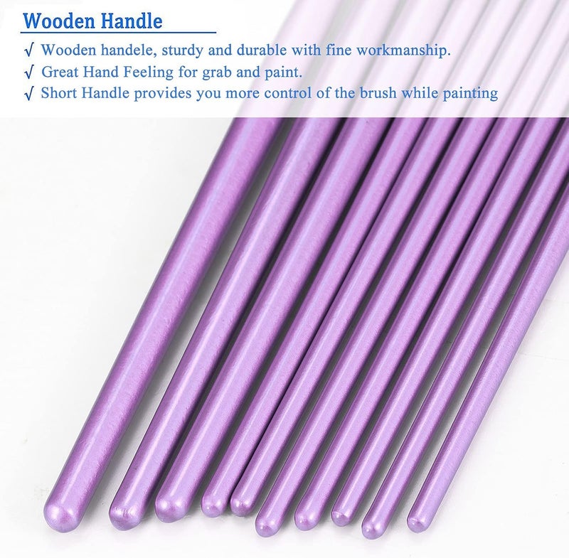 BOSOBO Paint Brushes Set, 2 Pack 20 Pcs Round Pointed Tip Paintbrushes Nylon Hair Artist Acrylic Paint Brushes for Acrylic Oil Watercolor, Face Nail Art, Miniature Detailing & Rock Painting, Purple - Image 5