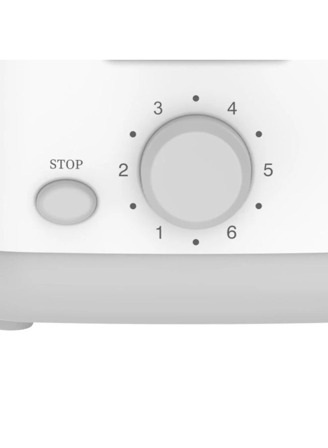 Winning Star Bread Toaster, 2 slices, 6 toasting levels, retractable crumb tray, stainless steel top cover, white, ST-9359 - Image 4