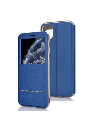 Case Cover For iPhone 11 Pro Matte Texture Horizontal Flip Bracket Mobile Phone Holster Window with Caller ID and Metal Button Slide To Unlock Blue - pzsku/Z23BC54D817038EDCEC5AZ/45/_/1712359571/06ec680f-811d-4fb7-9c9e-8895c26c8418