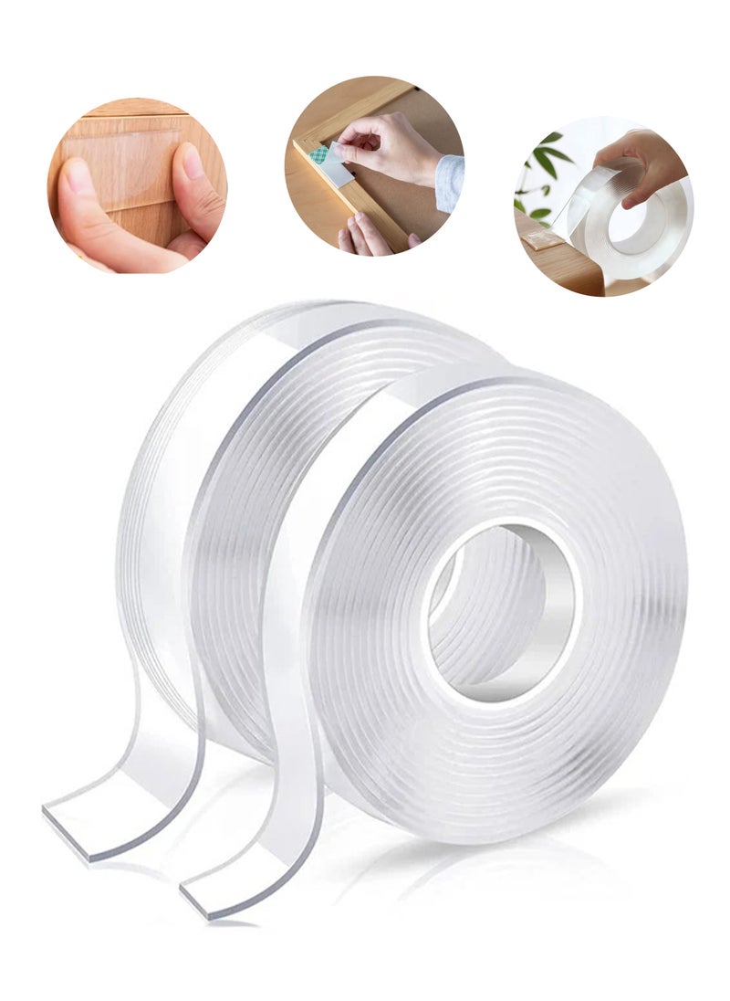 General - 2 Piece Double Side Heavy Duty Tape .Elegant 3M Magic Adhesive Tape Washable Waterproof Double Sided Mounting Transparent Acrylic Clear - Image 1
