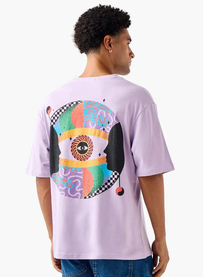 Splash FAV Men Boxy Fit Crew Neck Short Sleeves Graphic Print T-Shirt