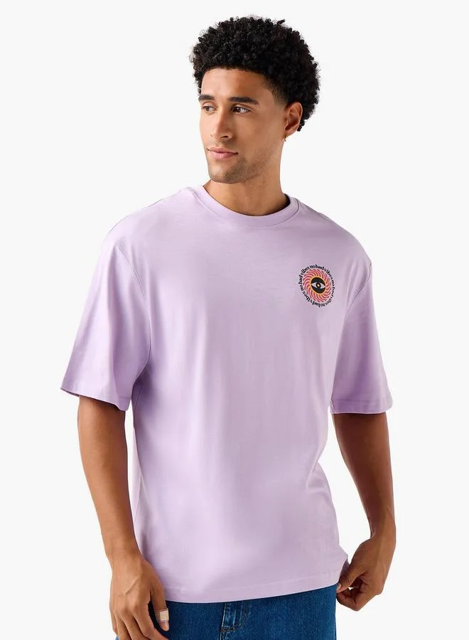 Splash FAV Men Boxy Fit Crew Neck Short Sleeves Graphic Print T-Shirt