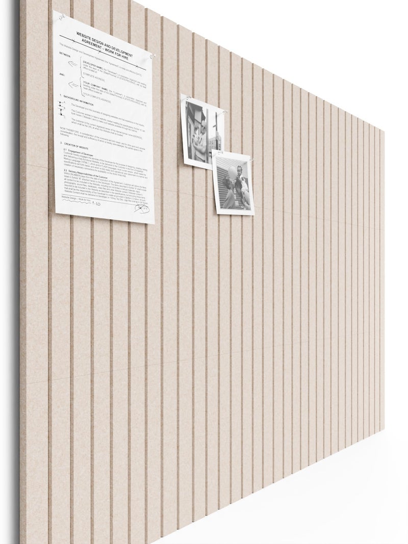 Bumusty Large Cork Board Alternative-48 x 36" Felt Bulletin Board Tiles, with 30 Pushpins, 70 Adhesive Tabs, 12-Pack Slat Wall Paneling, Cork Boards for Office Push Pin Board Felt Board-Oatmeal - Image 1