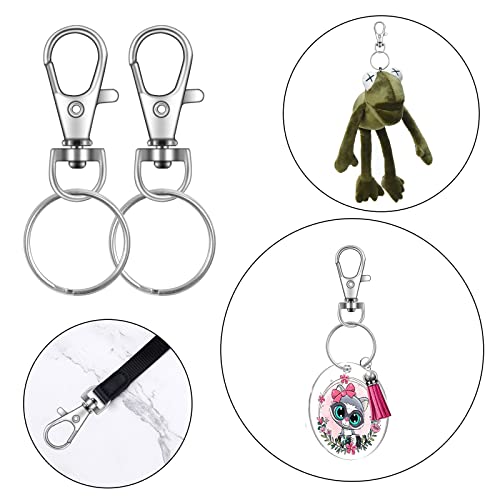 DSUWAZU 104PCS Swivel Snap Hooks with Key Rings, Metal Lobster Claw Clasp, Keychain Rings for Crafts(Silver, 1.37inch(36mm) - Image 5