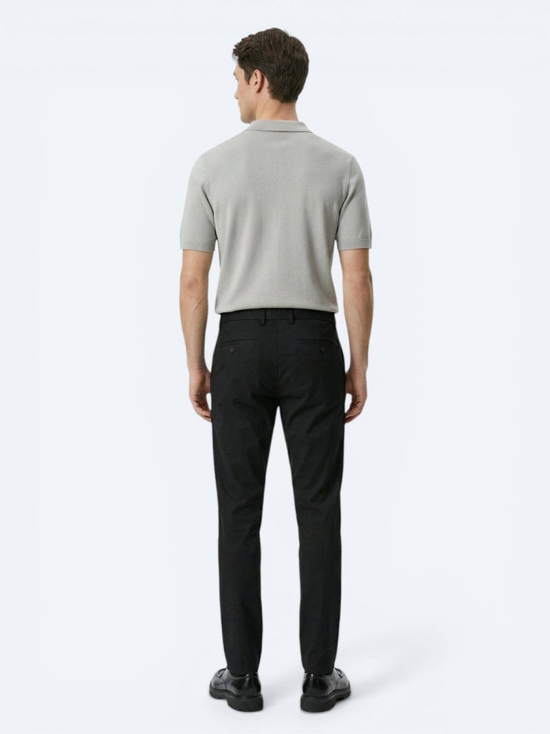 Kip Black Weaving Jogging Fit Casual Cotton Blended Trousers - Image 5